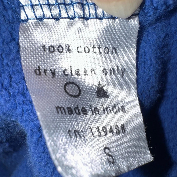 MNML Men's Painter Crewneck Cropped Distressed Sweatshirt Blue Size Small - Picture 4 of 6